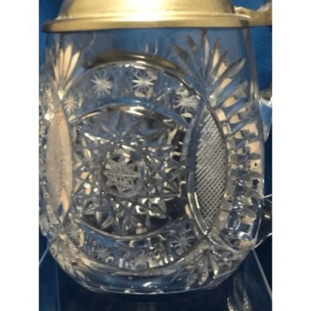 Rein Zinn beer mug crystal putter lid 5 tall,3.5 wide large